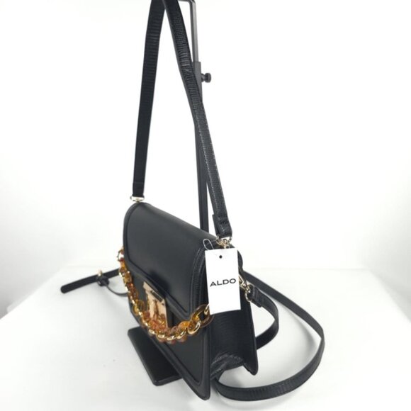 NWT ALDO Faux Leather Toggle‎ Closure Shoulder Bag & Crossbody Chain Detail - Picture 3 of 16